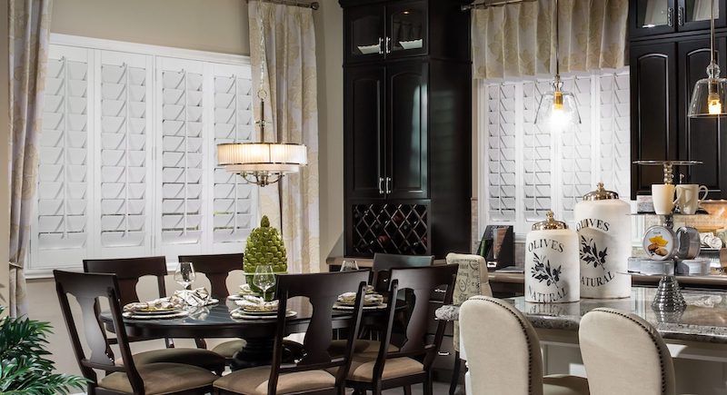 Polywood plantation shutters in formal kitchen