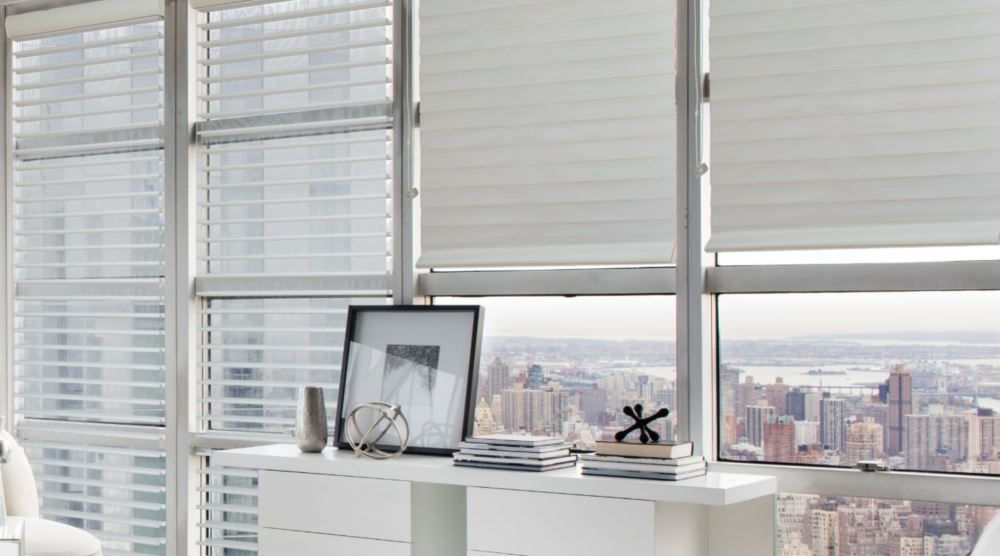 Fabric shades in a bedroom